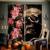 Floral Skull 3D Printed Curtains High Quality Black Silk Heat Insulation Blackout Curtains Bedroom Study Living Room Curtains