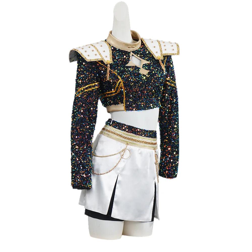 Women Shinny Kpop Demon Hunters Zoey Cosplay Costume Set Zoey Wig Kids Girls Cos Outfits Huntrix Halloween Party Props