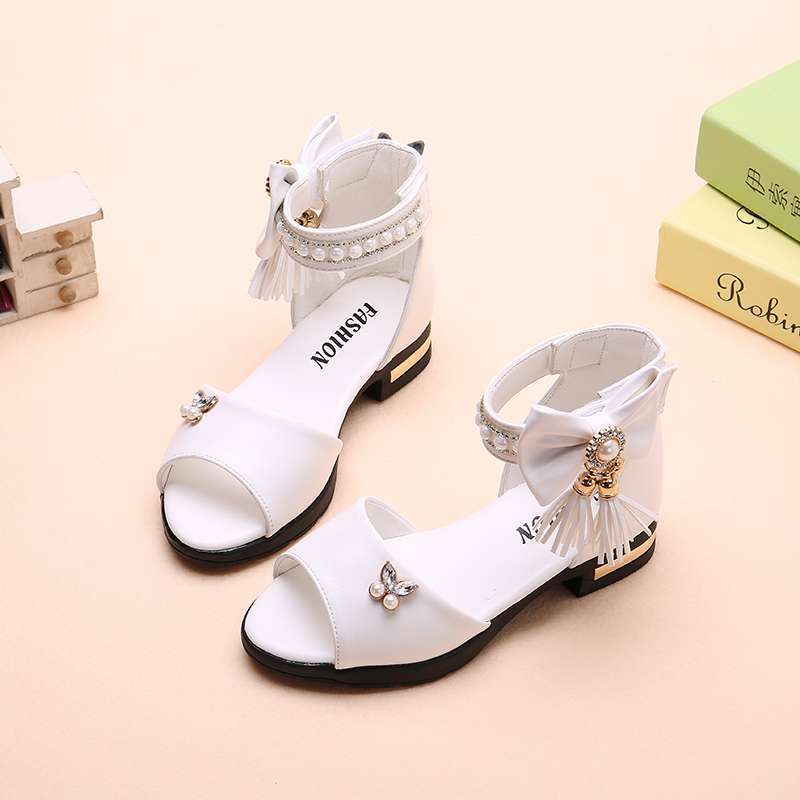 Girls sandals 2025 new children's Roman shoes summer princess shoes middle and older children's student shoes Korean version of soft-soled sandals
