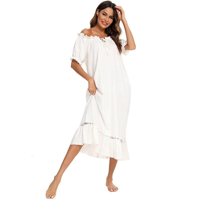 Buy Summer Ruffle Nightgown Women Solid 