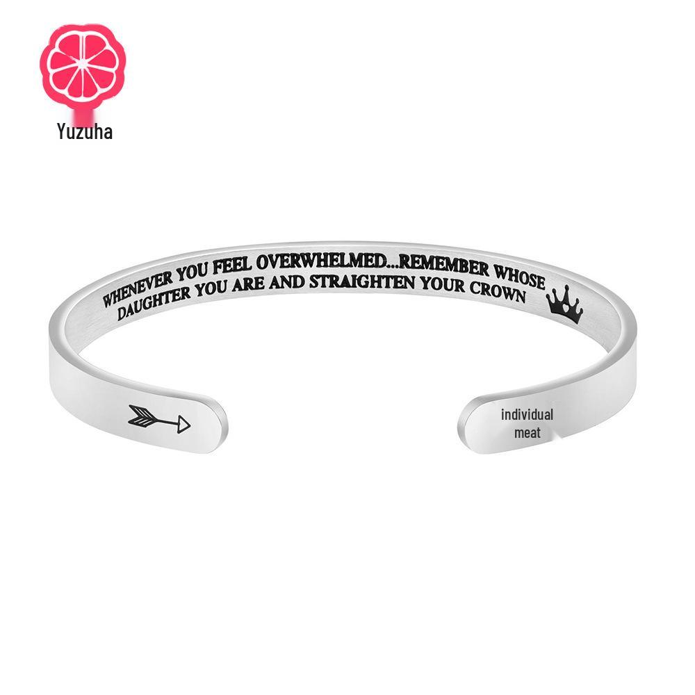 Exklusives graviertes offenes C-förmiges Armreif aus Edelstahl - DIY Weihnachtsgeschenk Schmuck