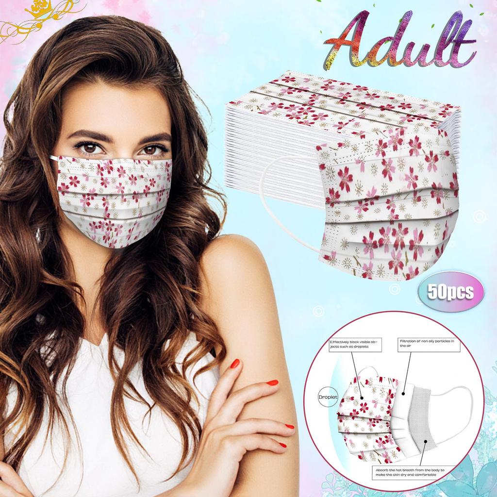 Voksenmaske Engangsansiktsmaske Industriell 3-lags øreløkke 10/20/30/40/50/100 STK