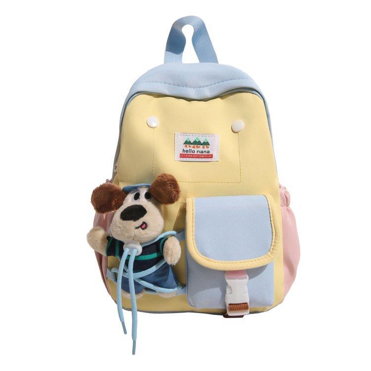 Schoolbag cute cartoon puppy doll backpack contrasting colors soft cute kindergarten schoolbag light children travel small backpack women