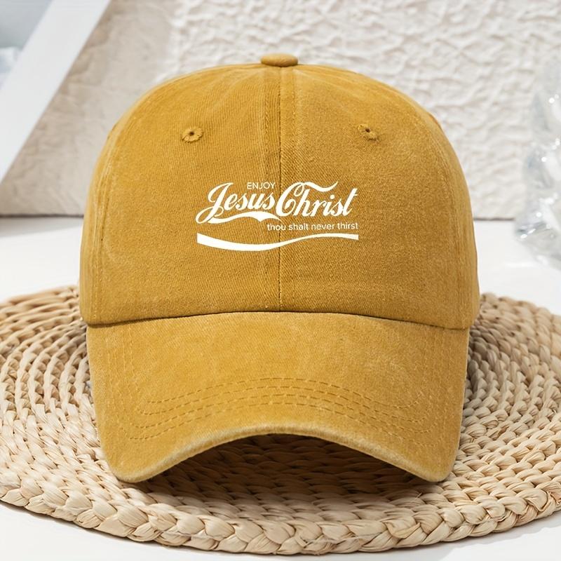 Jesus Christ White Letter Print Old Washed Baseball Cap Unisex Dad Hat Outdoor Sun Hat