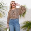 Spring and Autumn Women's Blouse Large Size Lantern Sleeve Loose Printed Shirt Long Sleeve Top