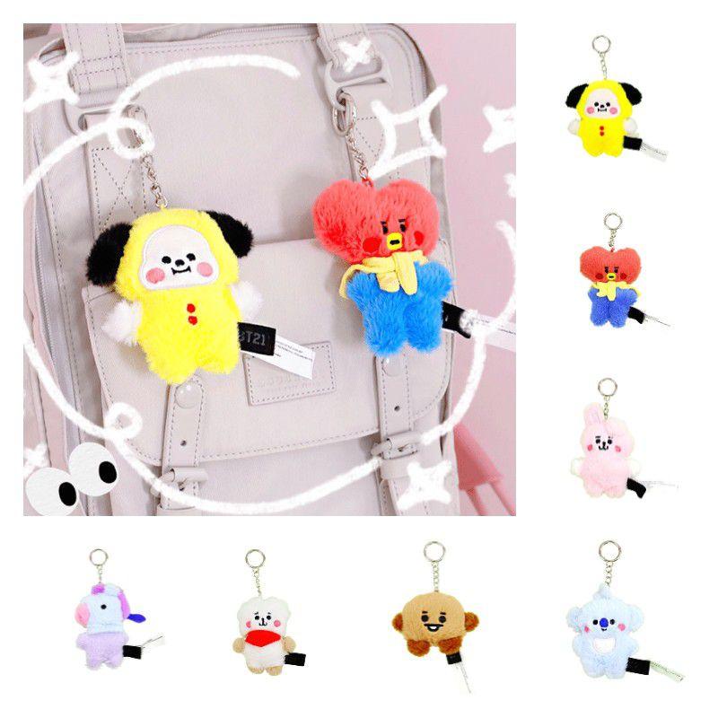 Bts Bt21 Plüschpuppe Schlüsselanhänger Entzückender Koreanischer Cartoon Charakter Anhänger