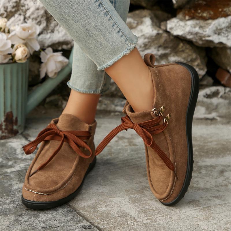 Hot Sale Brown Women's Loafers Shoes Size 43 Autumn Suede Casual Shoes Woman Flat Soft Sole Ankle Shoes Women Zapatos De Cuero