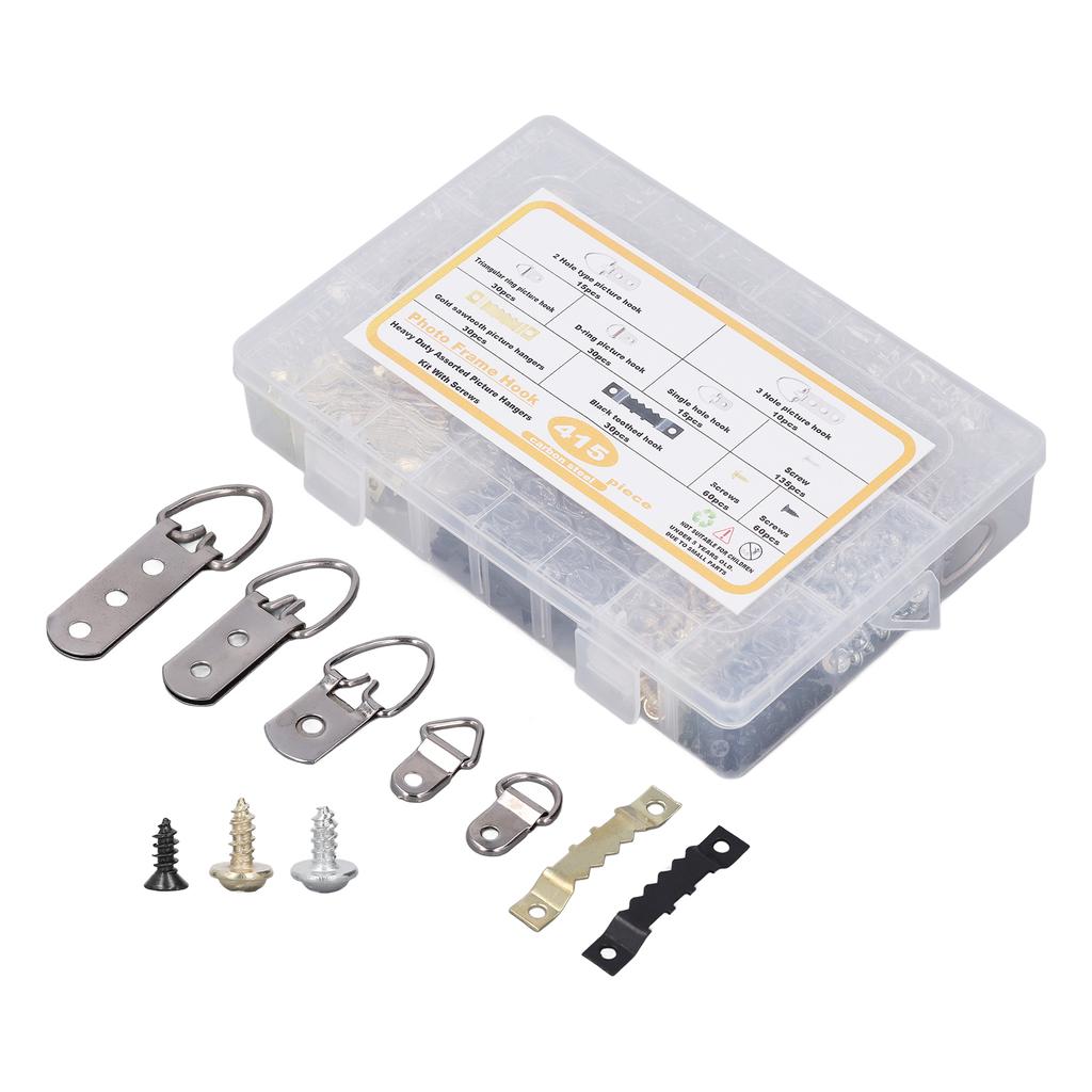 Bilderaufhänger-Set Schwerlast Sortiert Rahmenhaken mit Schrauben Transparente Box 7 Modelle