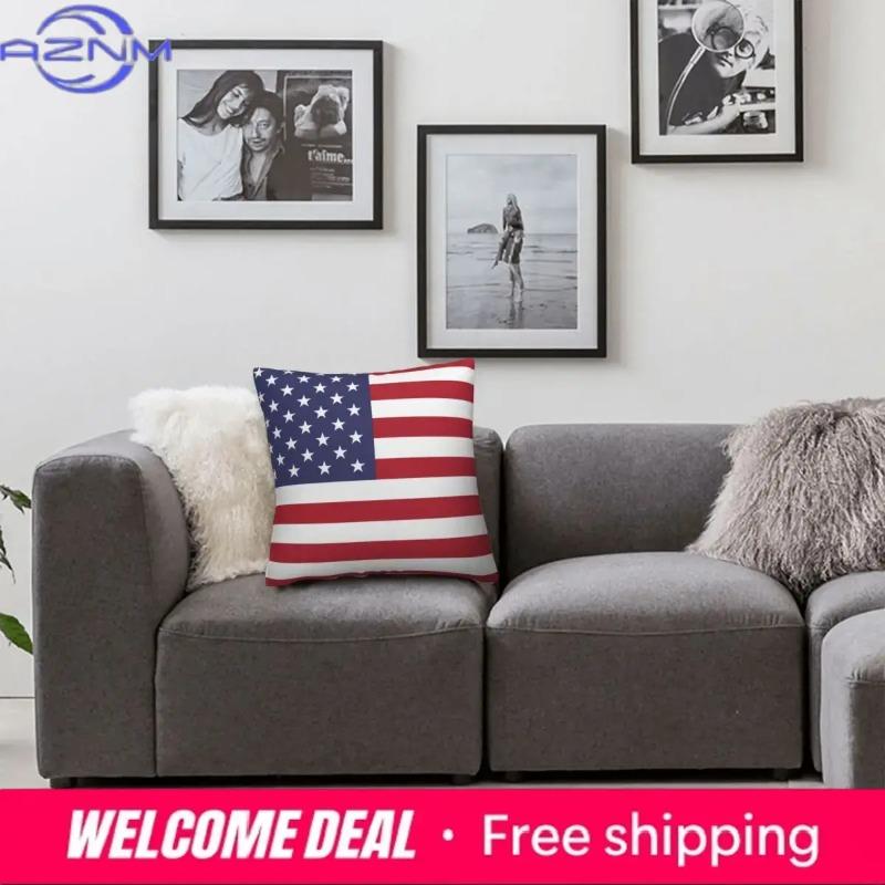 Usa Australia Flag Print Cushion Cover Super Soft Short Plush Pillow Covers 45*45 Throw Pillow Case Sofa Home Decor Pillowcase