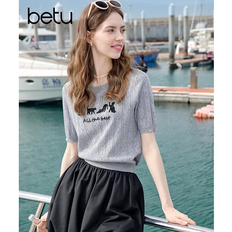 

Женский летний вязаный топ Betu с круглым вырезом и коротким рукавом L