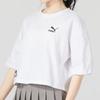 PUMA Letter Logo Print Round Neck Pullover Short Sleeve T-Shirt With Drop Shoulder Women Tops White 623253-02