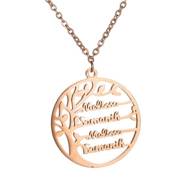 SQ Customized Tree Life Stainless Steel Bamboo Wedding Plant Shape Name Resin Alphabet Pendant Necklace Cross-border Exclusive