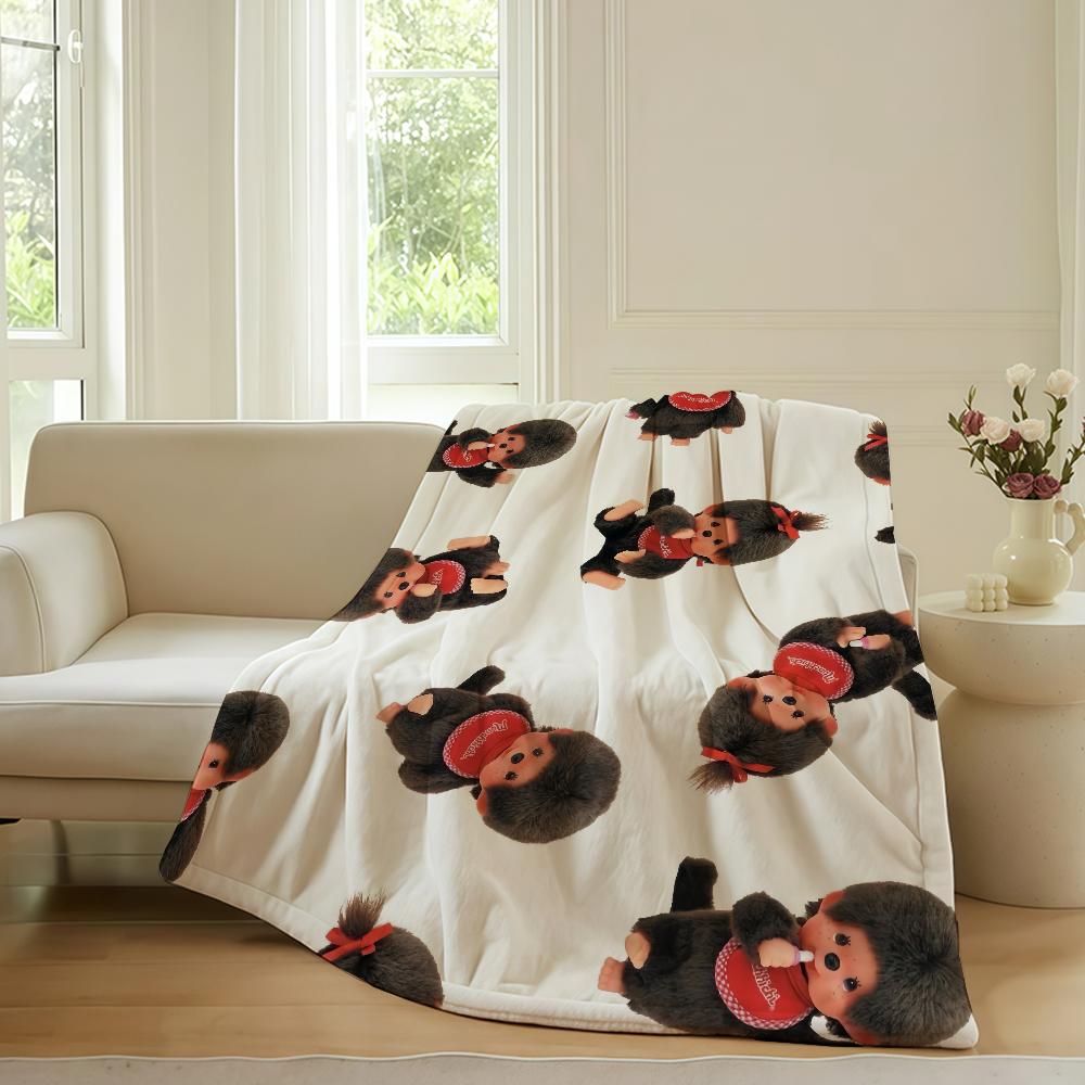 

Cartoon Blanket Warm Soft Suitable For Bedroom Sofa Bed Living Room Office Travel M-Monchhichis-S Kawaii Camping Gifts 75x90cm