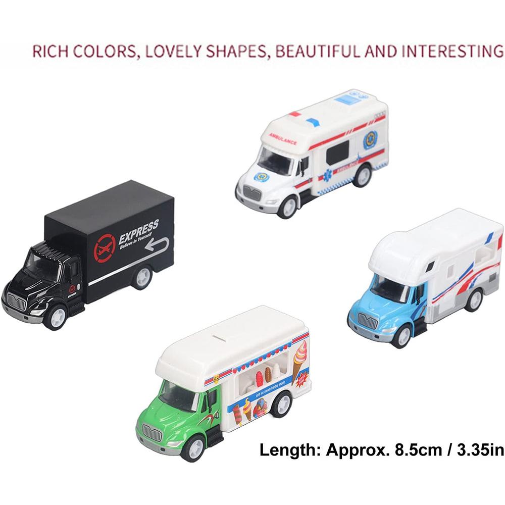 4pcs Pullback City Car Model Set Alloy Cars Toy Play Set City Series Opened Doors Truck Model Toy
