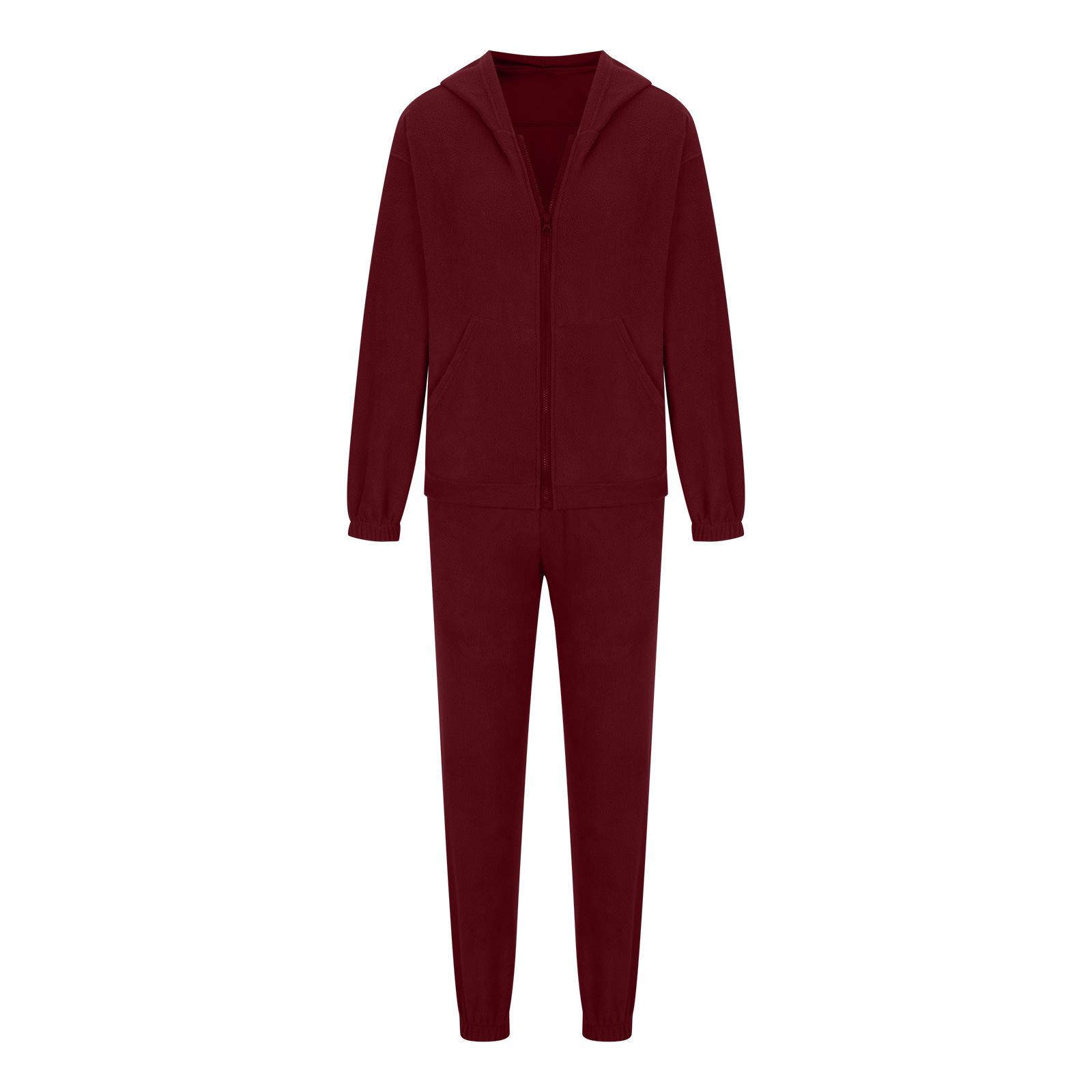 

Женский однотонный длинный рукав с капюшоном и V-образным вырезом, толстовка с капюшоном, костюм на осень-зиму, свободный топ, широкие брюки L бордовый