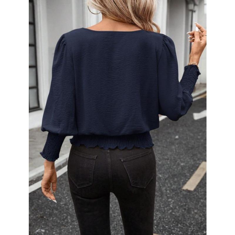 Loose Plus Size Round Neck Solid Color Nine Point Sleeves Women's Blouses & Shirts