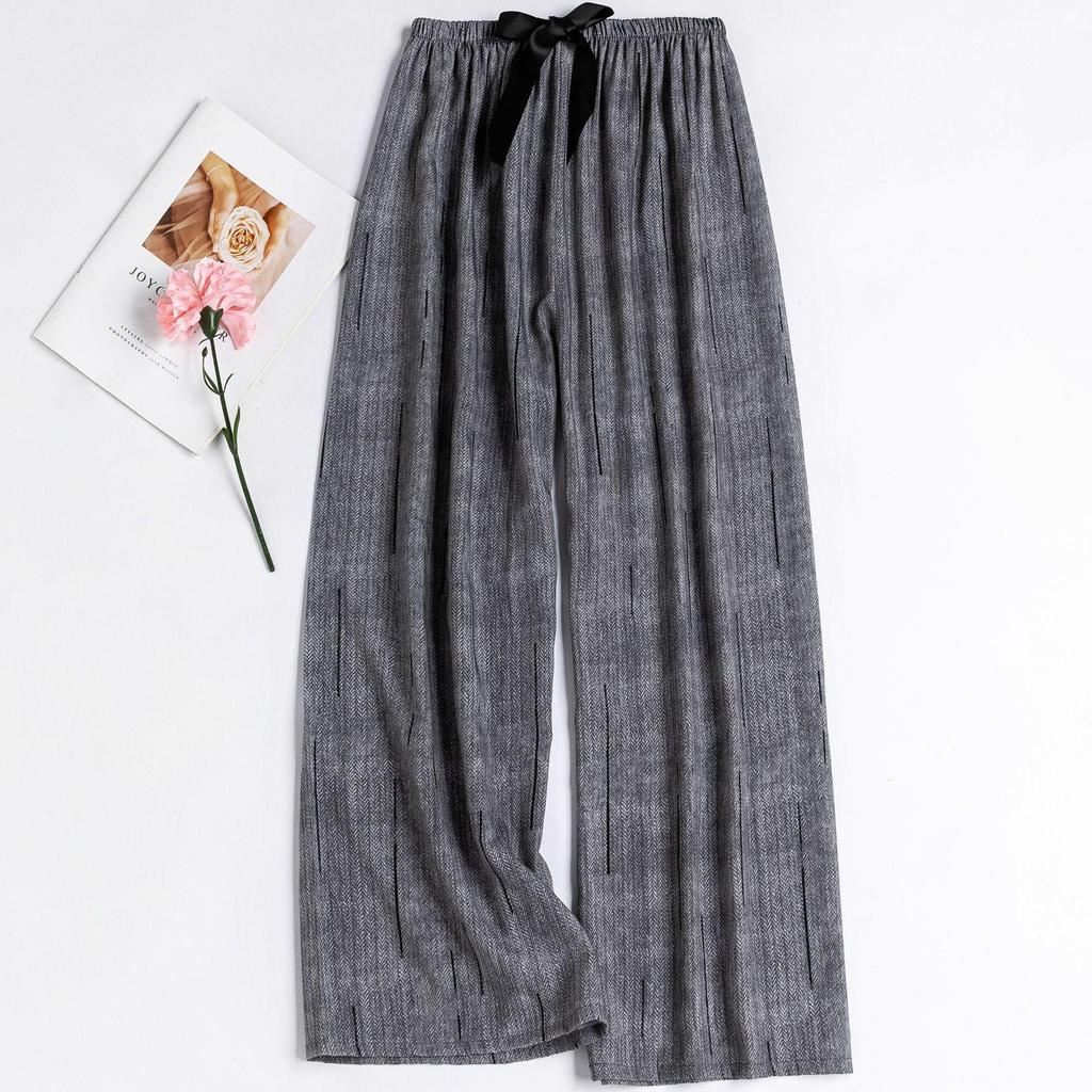 Women's Floral Cotton Silk Pajama Pants, Mosquito Repellent, Outdoor & Home Wear, Plus Size, Lightweight Summer Style.