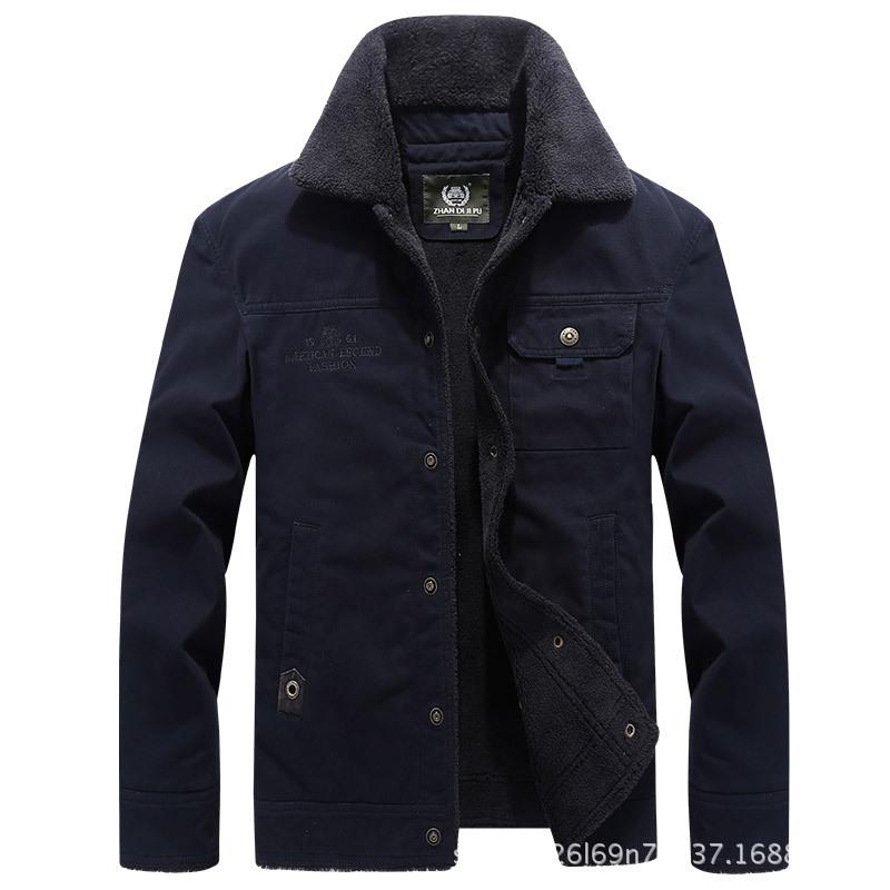 Giacca da uomo in cotone lavato, agnello e cashmere, calda con risvolto