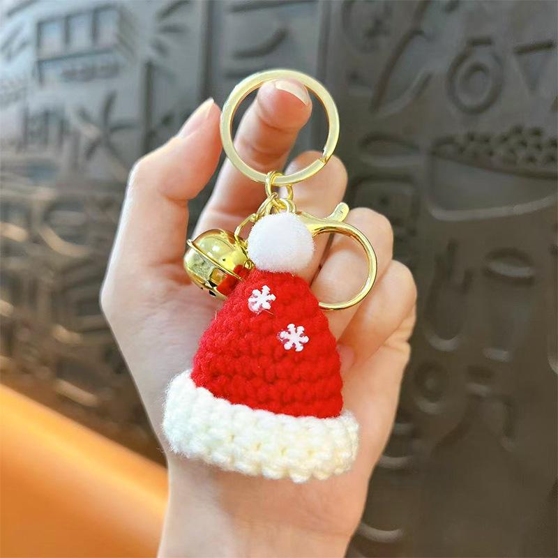 Creative New Wool Knitting Christmas Tree Bells Plush Doll Keychain Exquisite Cute Bag Decoration Pendant Couple Christmas Gift