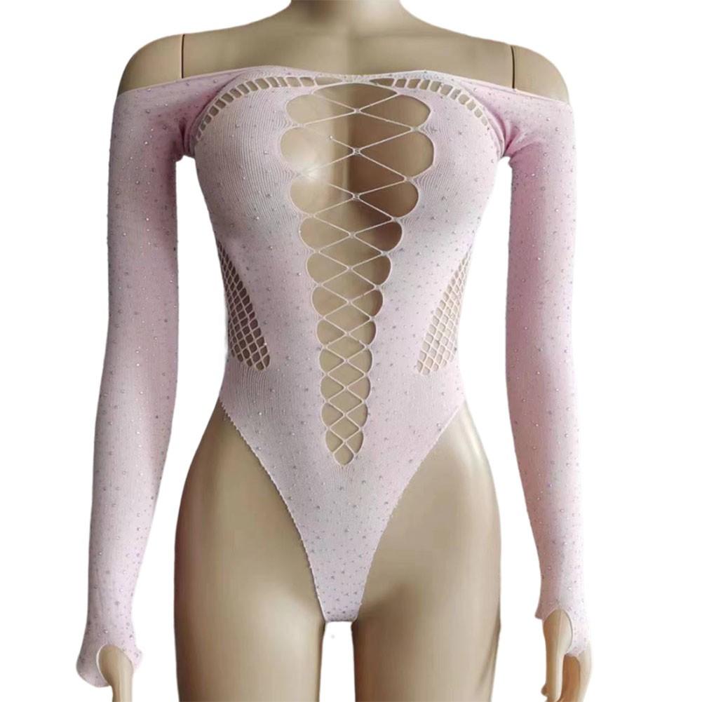 Rhinestone Fishnets Sexy Lingerie Bodysuit Club Party Outfit Daily Use Clothing