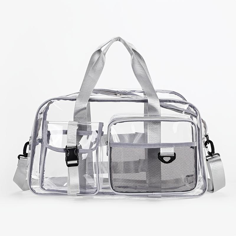 Large Transparent Pvc Travel Gym Bag Large Capacity Waterproof Portable Handbag For Outdoor Beach Sports Daily Storage Carry Use