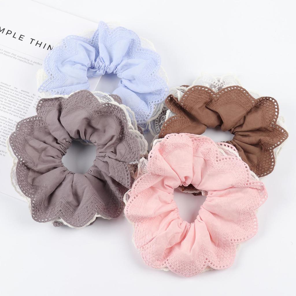 Influencer Double Layer Lace Hair Tie - Simple Large Fabric Hair Accessory with Rubber Band
