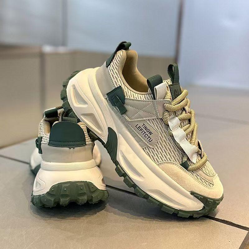 Men's Shoes Platform Casual Sports Dad Shoes, Black Green, Green, Gray