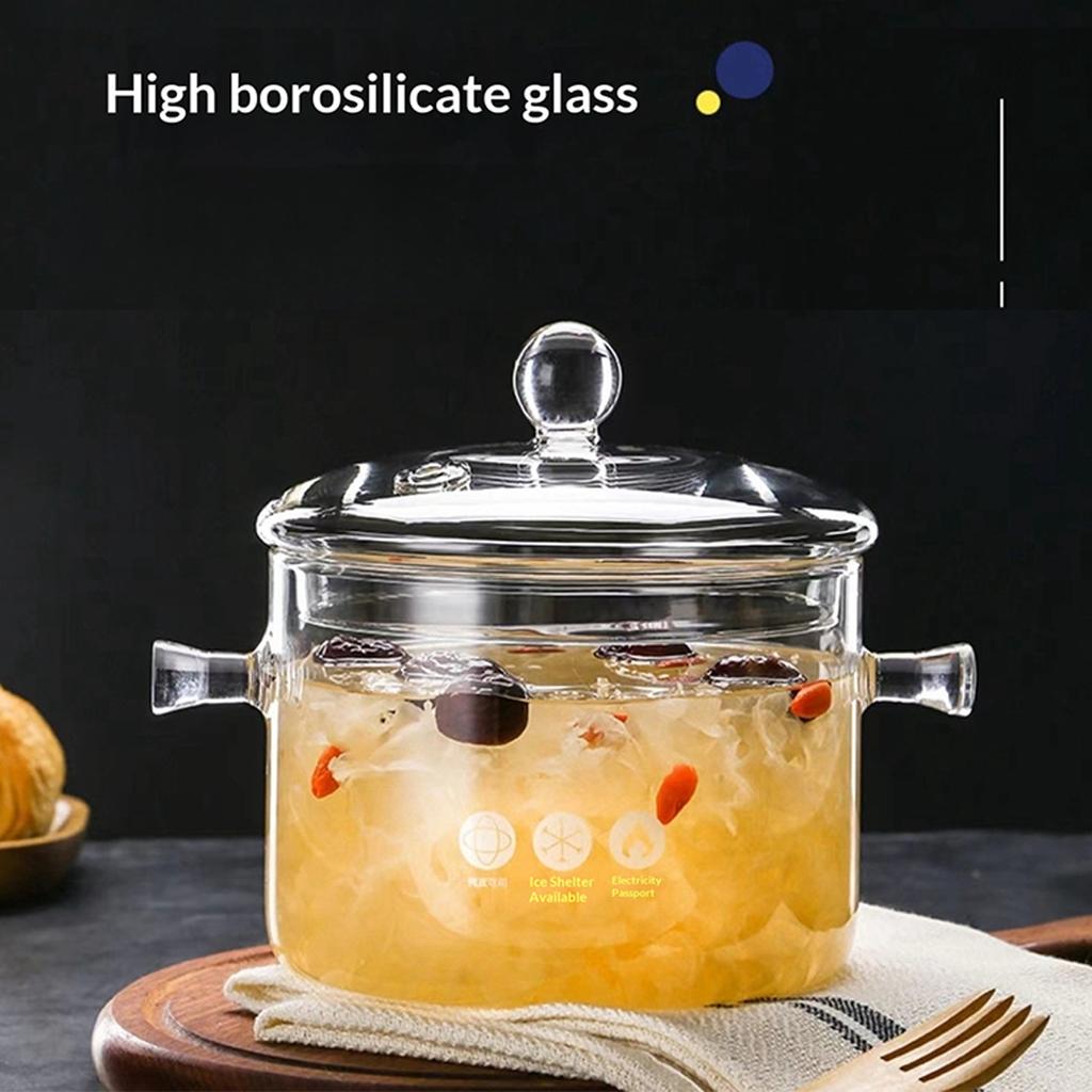 Aesthetic Glass Soup Pot Cookware Resistant Binaural Saucepan Pasta Stovetop Stew Cooking Pot Stockpot Kitchen Accessories Tool