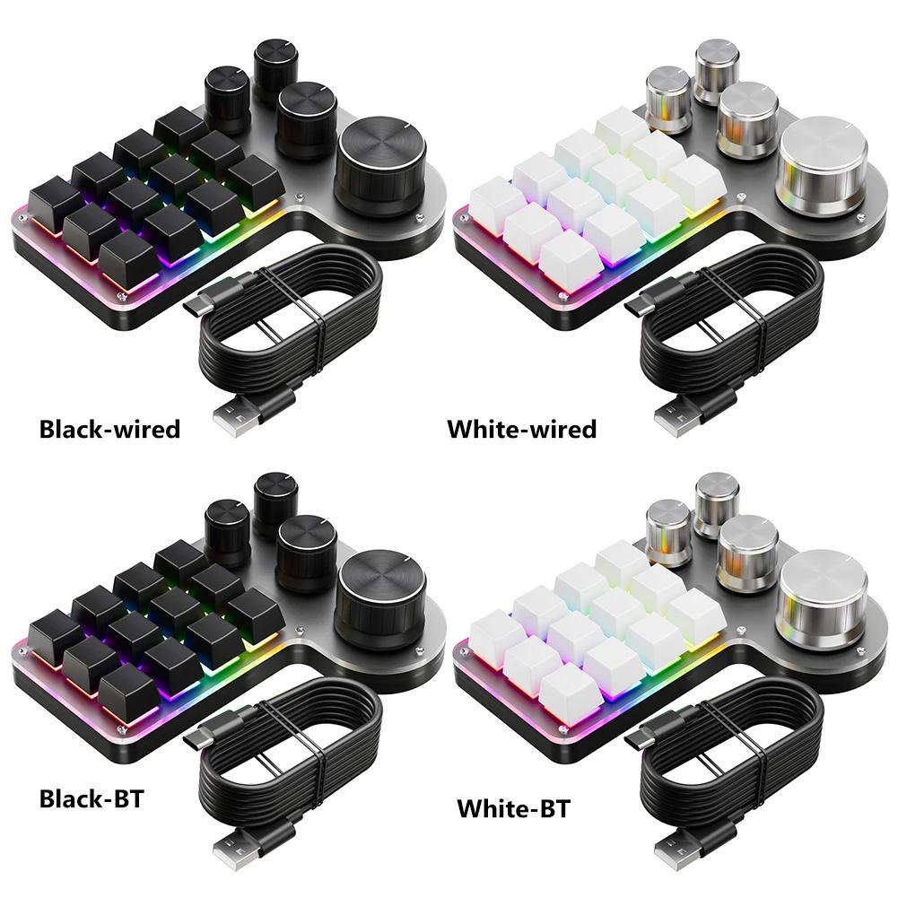12 Keys 4 Knobs RGB Programming Macro Custom Keyboard USB Wired/Bluetooth-Compatible Mechanical Hot-swap Gaming Keyboard