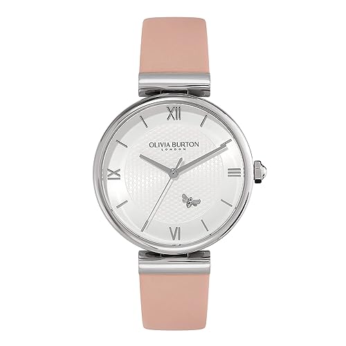 

Authorized Dealer [OLIVIA BURTON] Olivia Burton Watch Ladies ob24000119 Signature 36mm Minima Bee T Bar Silver White & Blush Leather Strap