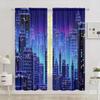 Neon City Printed Curtain for Home Decor - Rod Pocket Window Treatment for Bedroom, Kitchen, Living Room