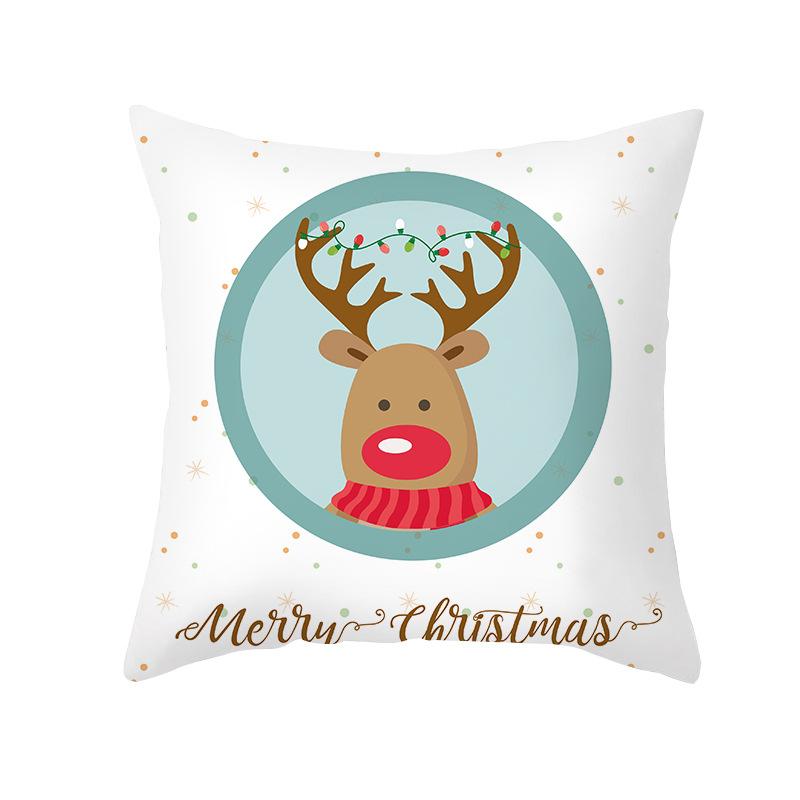 Nordic Christmas Cartoon Reindeer Digital Printing Short Plush Pillow Covers For Car Sofa Office Cushion Cover Home Goods