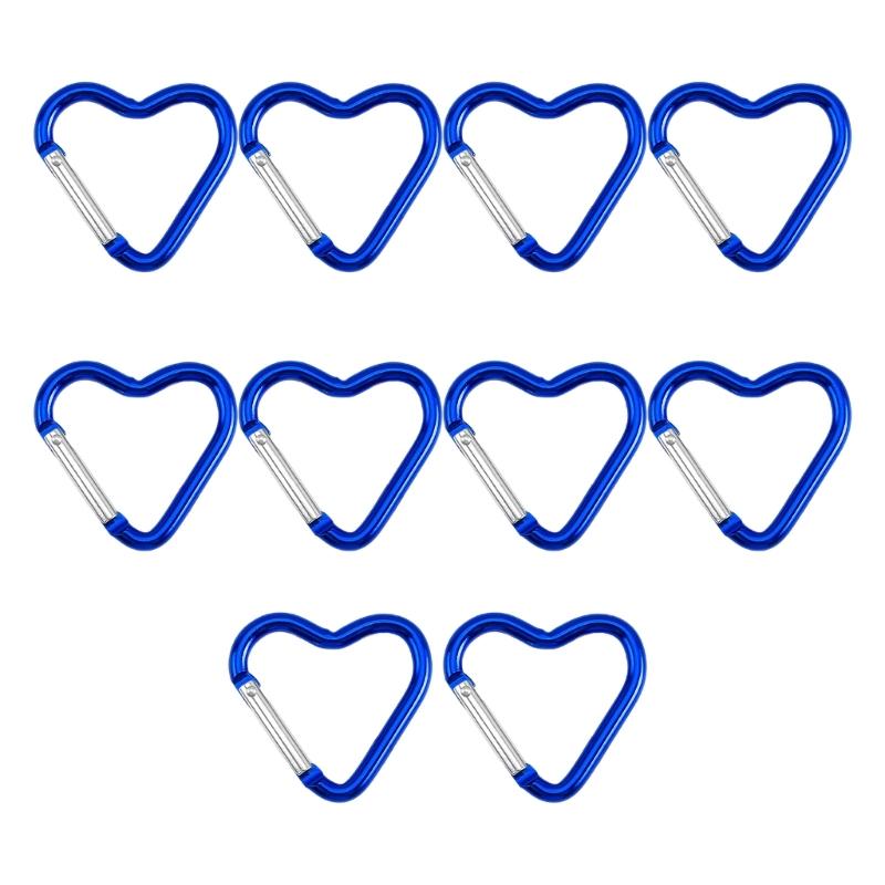 Pack of 10 Heart Shaped Metal Carabiner Keychain Accessory Portable for Outdoor Climbing and Camping Keyring Hook