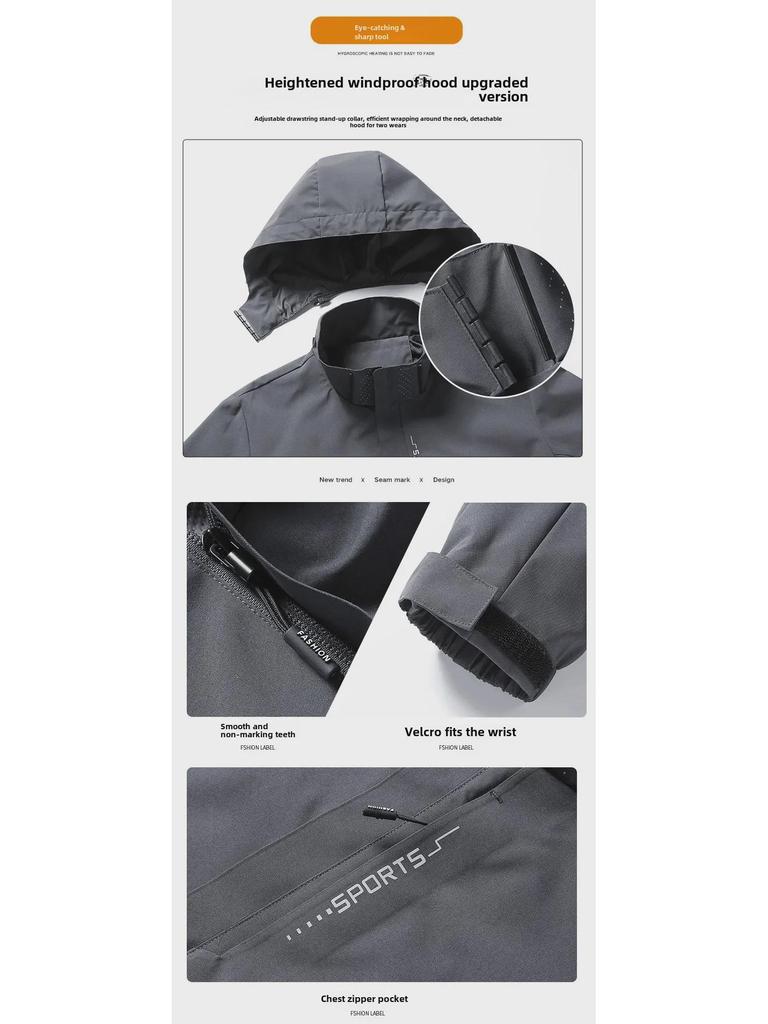 Stand Collar Hooded Outdoor Jacket for Men and Women - Spring/Autumn Casual Lightweight 