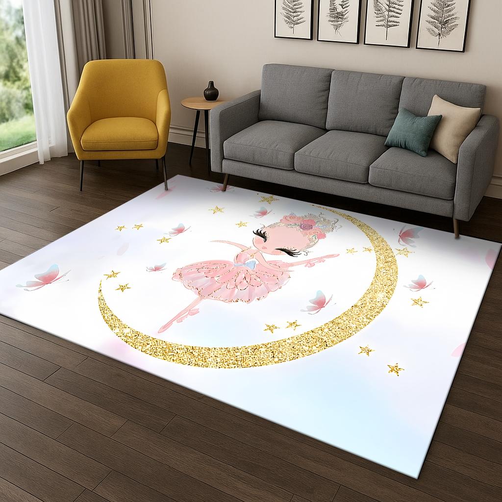 Ballet Girl Ballerina Fairy Cartoon Cute Carpet for Home Bedroom Living Room Sofa Doormat Decor,Kid Area Rug Game Non-slip Mat