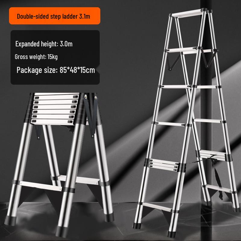 Multifunctional Stainless Steel Telescopic Ladder: A-Frame, Extension, Straight, Folding, Household/Engineering Use