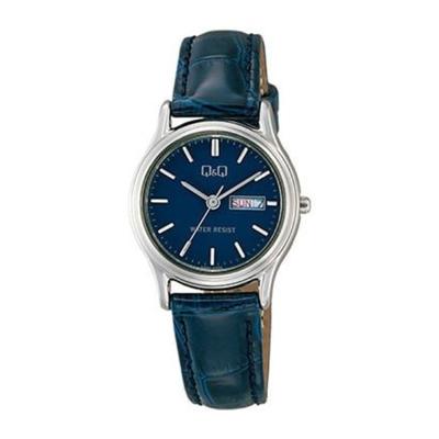 Damen A205-302 ( Armbanduhr Q&Q Day-Date/Wasserdicht Damen) Runde Uhr Blau Analog