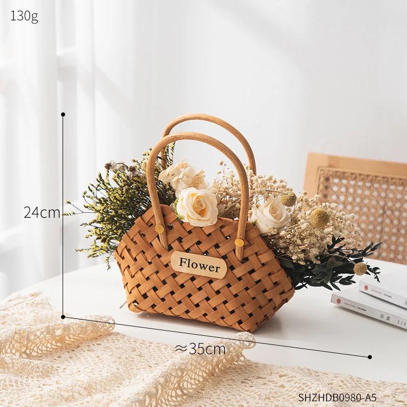 

Художественная эстетика квадратная плетеная корзина домашний декор креативная цветочная корзина украшение интерьера пикник корзина для хранения всякой всячины подарок