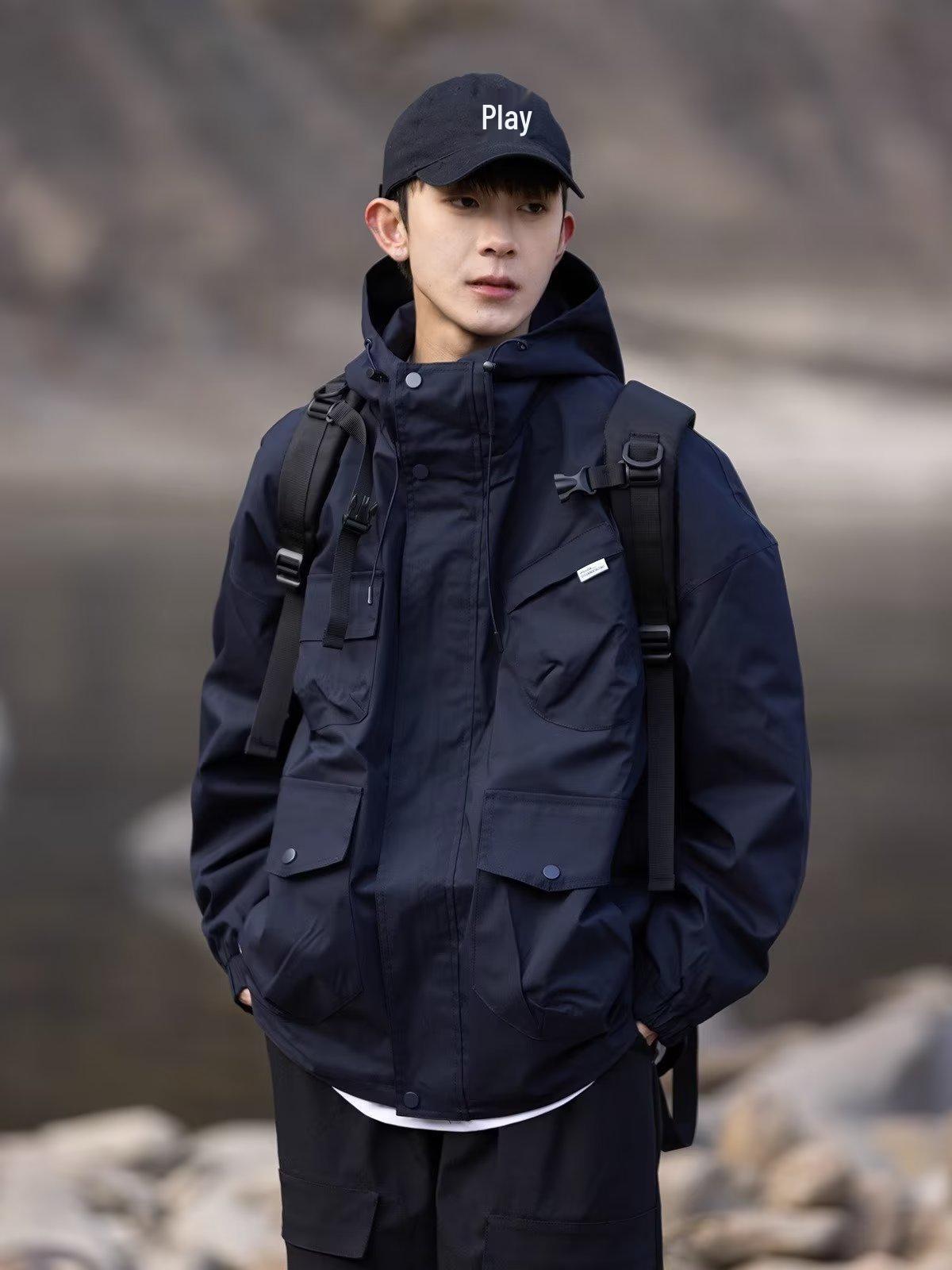 Trendy Unisex Street Style Jacket - Versatile Casual Outerwear for Spring & Autumn M темно-синий