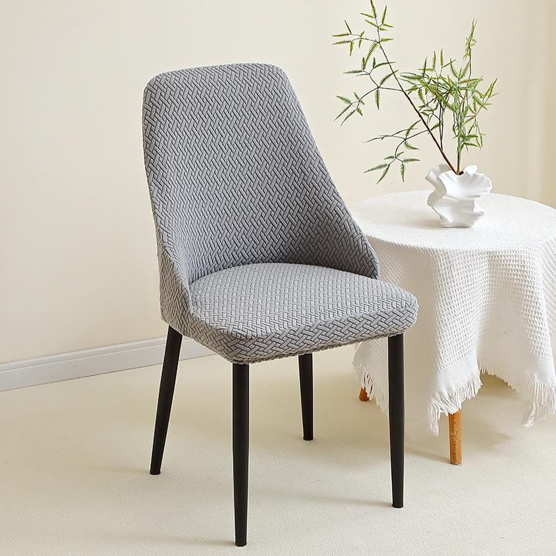 

Жаккардовый чехол на бытовой стул Простой чехол на стул для обеденного стола Односекционный чехол для стула необычной формы Чехол для табурета Универсальный для всех сезонов Modern Chair Cover светло-серый