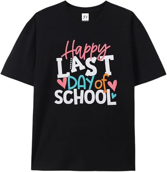 Last Day of School Teacher Shirt Funny Teacher Tshirts Teachers Day Tees Teacher Life Casual Tops Black S