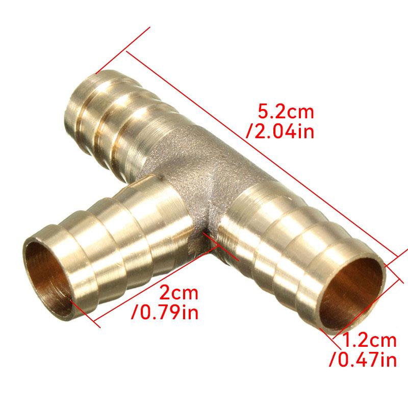 6mm 8mm10mm Mässingsanslutning med hull för slang T-koppling För slang koppar Pagod Vattenrörskopplingar Hull Mässingsanslutning med hull