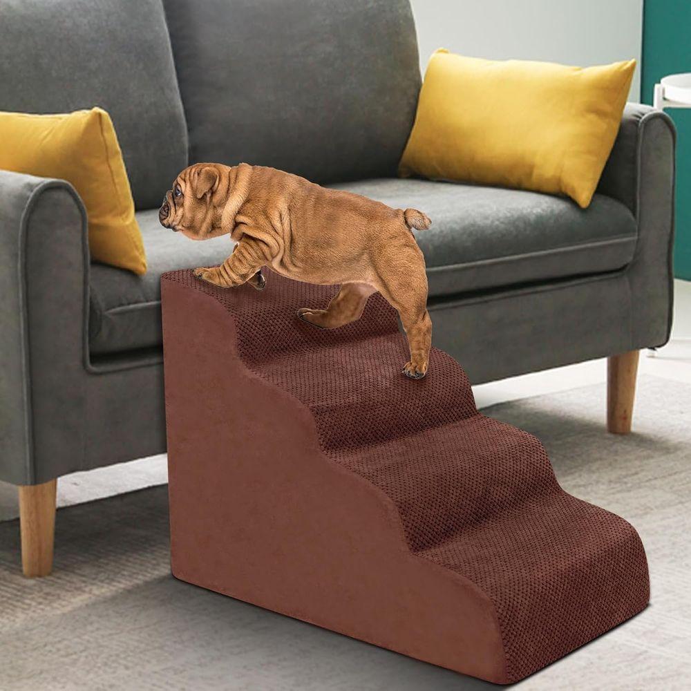 Pet Stairs for Small Dogs - High-Density Foam Steps, Wide Non-Slip Dog Ramp for Beds, Couches, Ideal for Injured or Elderly Dogs