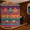 A Bathroom Shower Curtain Featuring Ethnic Design, Inspired by Indian Festivals, Includes 12 Hooks, Measuring 180*180Cm for Ho