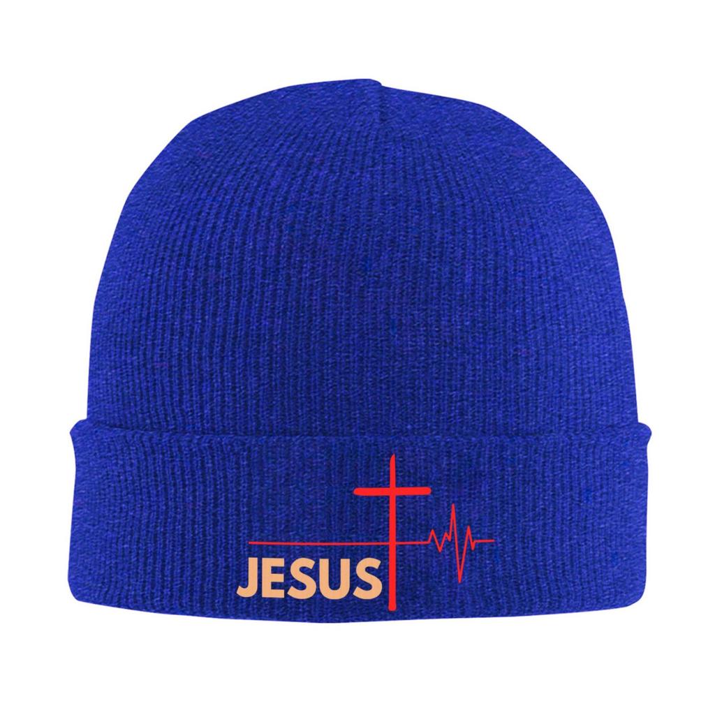 Jesus Cross Knitted Hat for Unisex Unisex Knit Hats Winter Beanies Skull Cap Unisex Black Soft Warm Winter Hat Print Beanie Hat