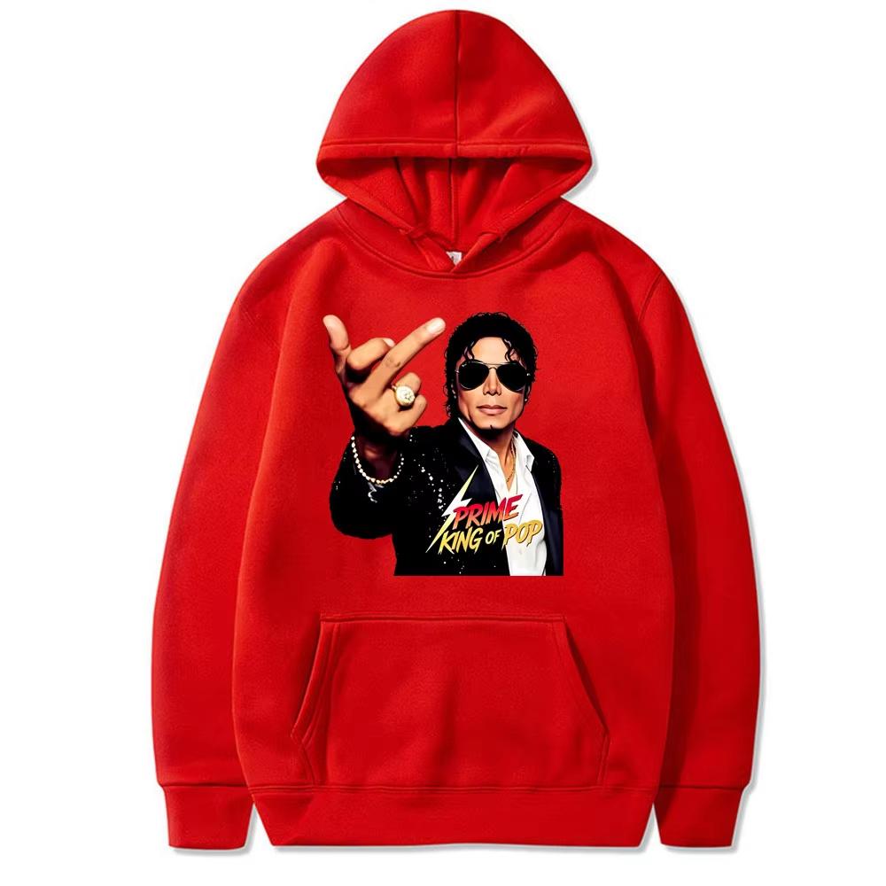 Hot Sale Michael Jackson Middle Finger Graphic Print Hoodie Men Women Retro Gothic Rock Sweatshirt Fashion Pullover Loose Casual Oversized Sweatshirt