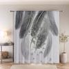 Black White Feather Pattern Curtains Minimalist Window Drapes Living Room Bedroom Home Decor Modern Light Filtering Polyester Sitting Treatment