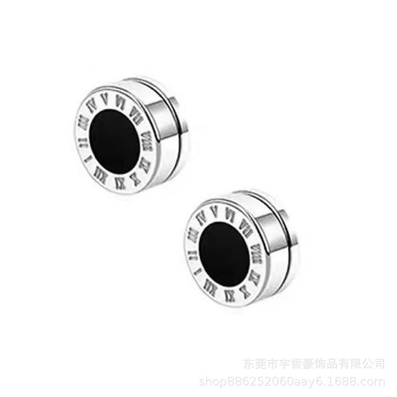 Unisex Roman Great Wall Magnetic Titanium Steel Stud Earrings - No Piercing Required