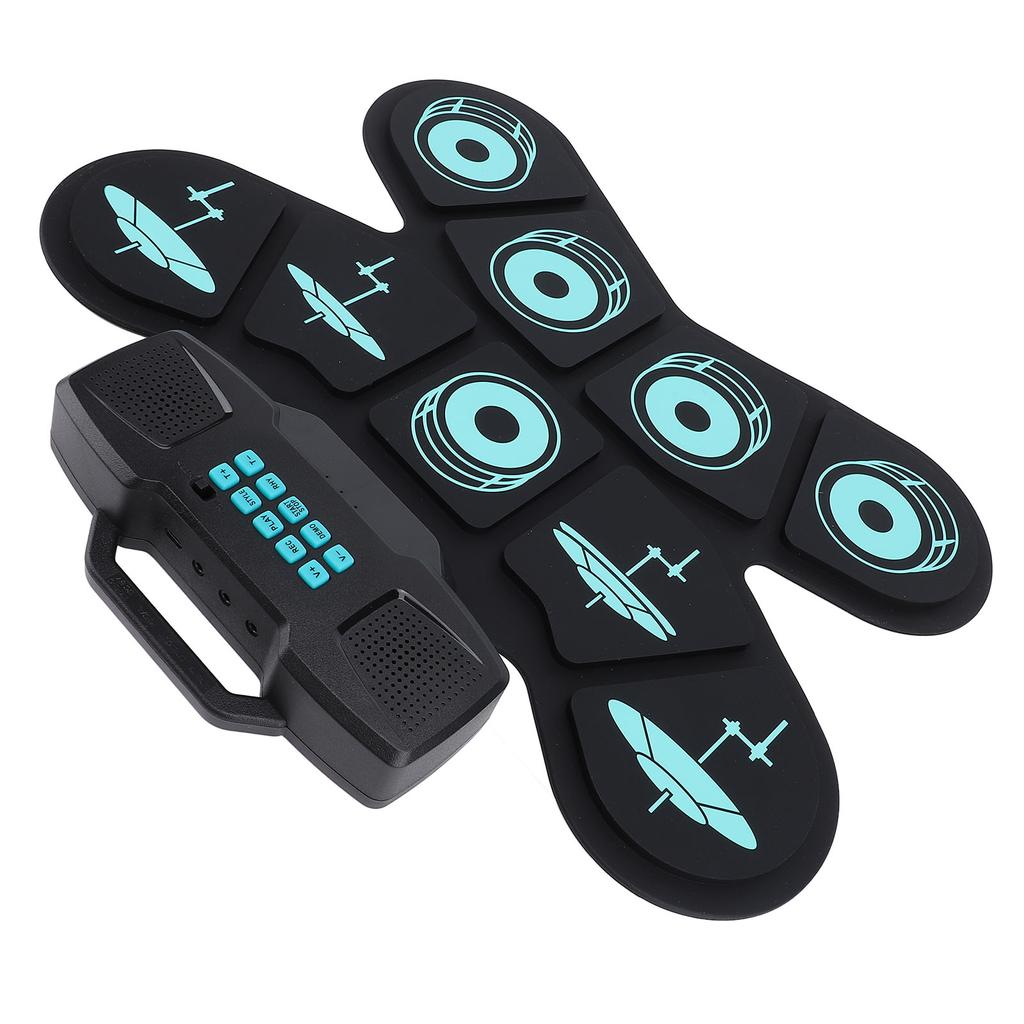 Electronic Drum Set 9 Drum Practice Pad With Dual Speaker Rechargeable Roll Up Electric Drum Pad