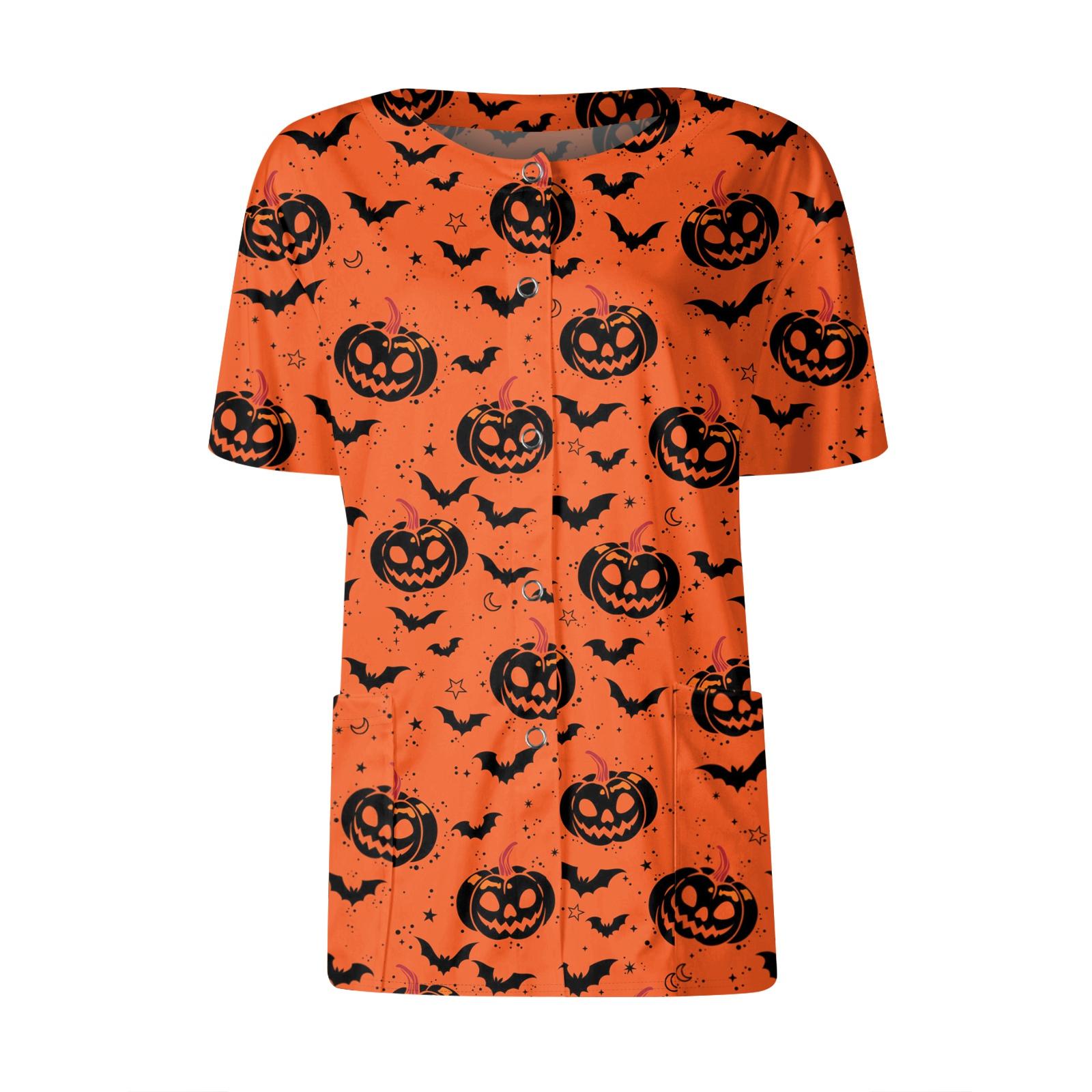 

Женские карманы с короткими рукавами и рисунком, воротник-стойка с рабочим принтом, однобортная защитная одежда, куртка-кардиган, топ S оранжевый